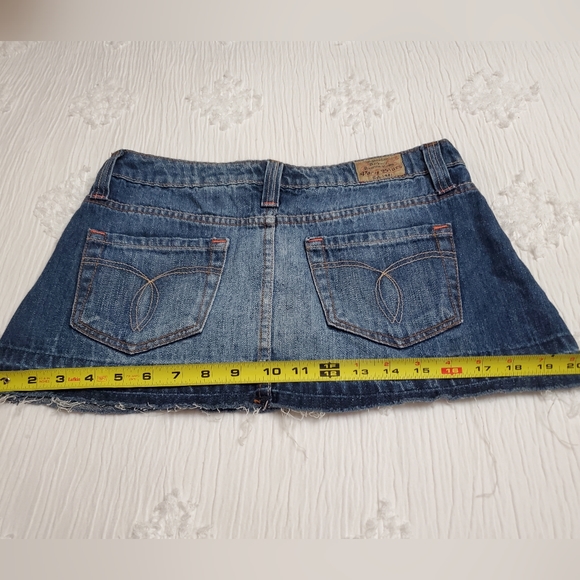 Vintage Y2K 90's Micro Mini Paris Blues Jean Skirt Size 5 Retro Street Wear - Picture 7 of 9
